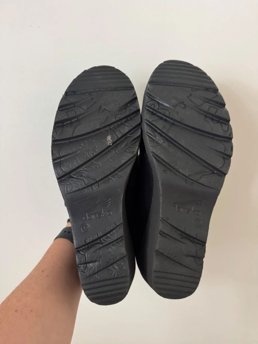 Dansko Clio Black Nubuck Leather Wedge Slip On Buckle Shoes | Size 39